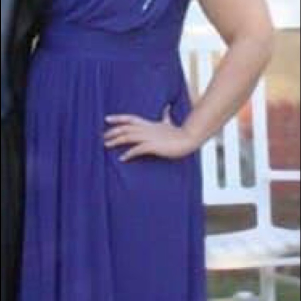Purple floor length prom dress